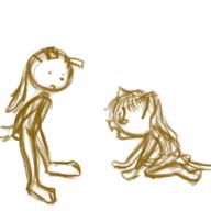 Half Maribelle canidae deformed digital digital_sketch doodle featureless_nude felyne female kneeling male nude open_mouth silly sketch tears // 300x300 // 55.4KB