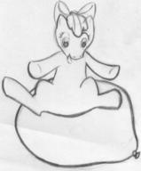 Apple_Bloom Applebloom Cutie_Mark_Crusaders Earthpony Friendship_is_Magic My_Little_Pony author_fancy author_indifferent balloon_sitting balloons bow doodle female filly foal pencil pencil_sketch pony sketch tongue // 880x1064 // 125.8KB