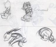 Dracon Squeaky_Toy action author_indifferent claws doodle dragon horn human ink ink_sketch male pencil pencil_sketch pony pose sketch unicorn // 1394x1182 // 392.5KB