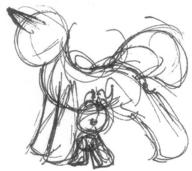 Pinkie_Pie Squeaky_Pinkie author_indifferent female horn ink ink-sketch male pony rough sketch unicorn // 522x464 // 54.9KB