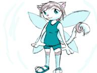 :3 Unnamed_character author_like blue_eyes digital_sketch fairy felyne fluffy_tail request sandals shorts silver_hair tail_ring wings // 800x600 // 89.3KB